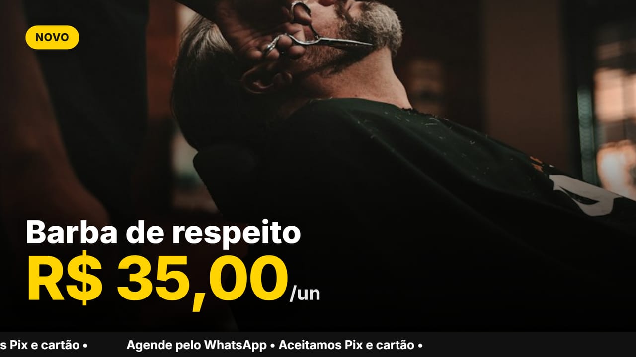 Barba de respeito em layout Foto cheia, com o preço de R$ 35,00 sobre a foto