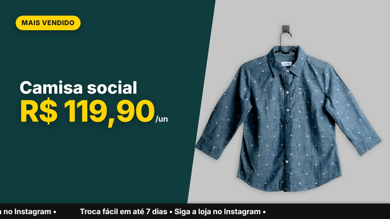 Camisa social em layout Vitrine com selo Mais vendido e preço de R$ 119,90